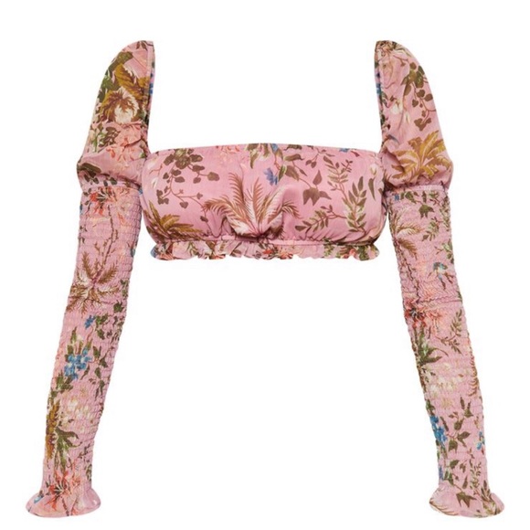 Chiffon Rushed Crop Top - Picture 2 of 7